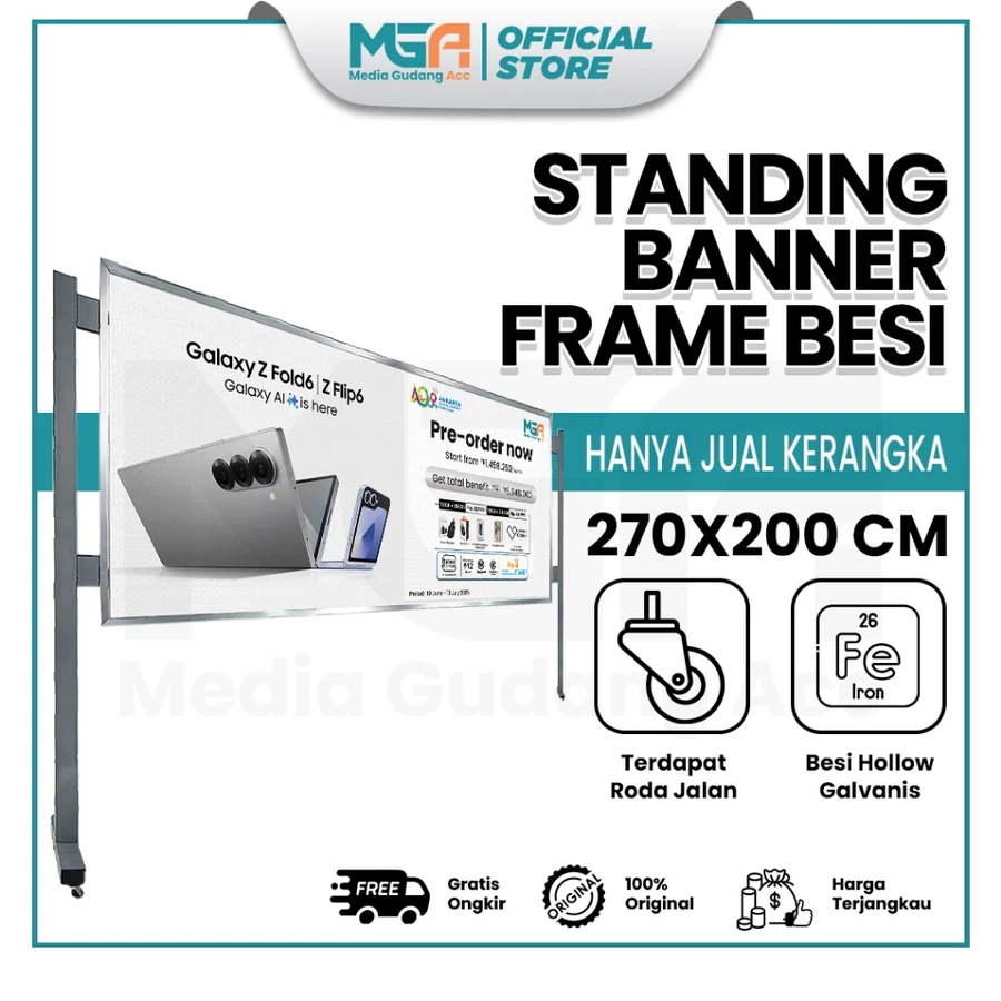 Standing Banner Aluminium 270x200 cm dengan Roda