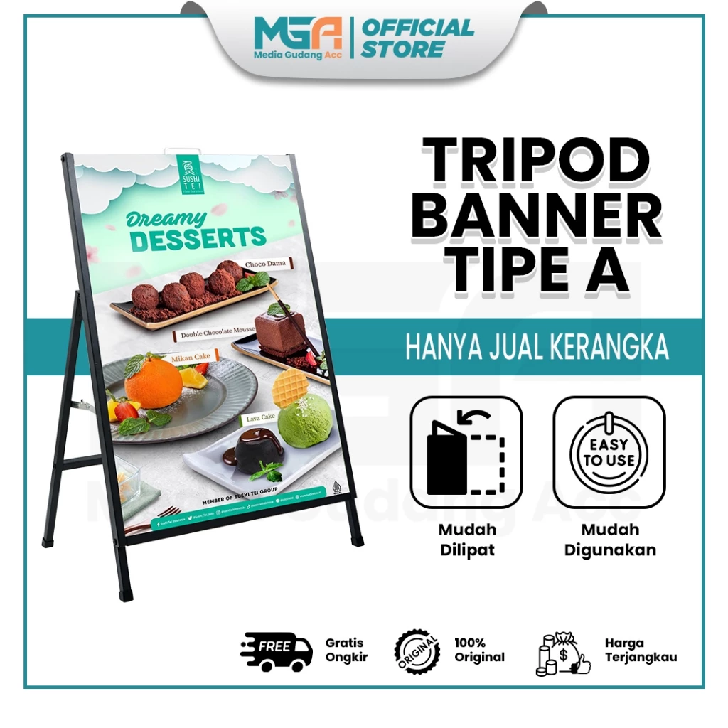 Tripod Banner Type A 1 Sisi (Sidewalk Stand)