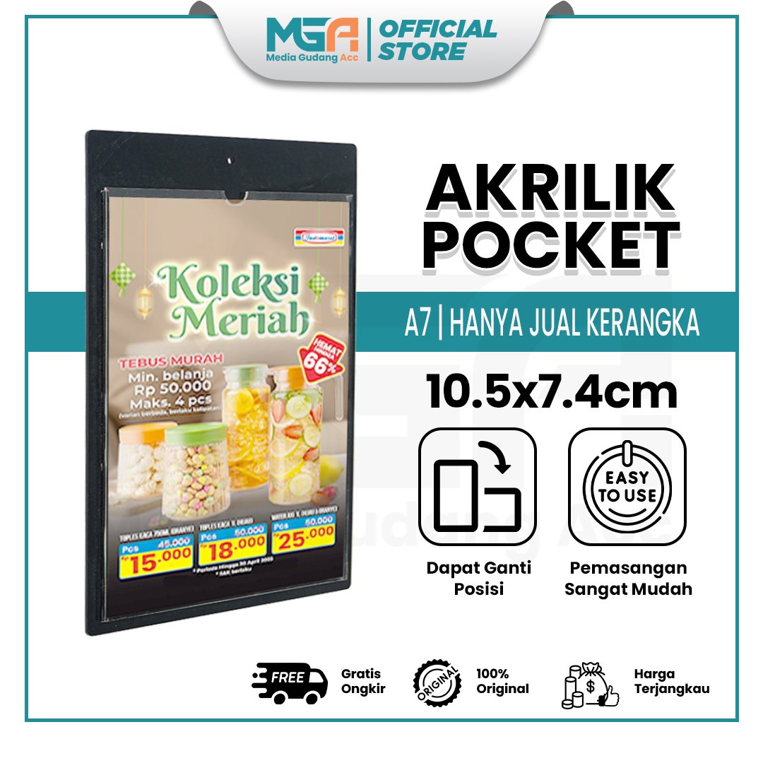 Akrilik Pocket Tempat Brosur Hitam A7