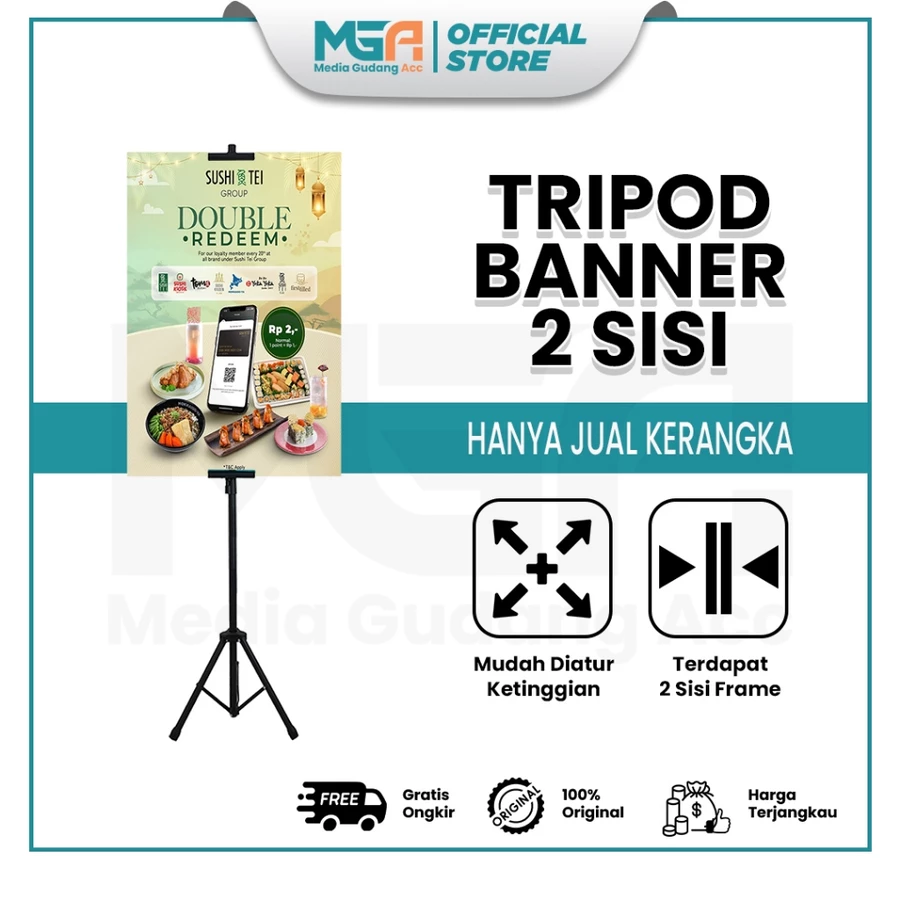 Tripod Banner 2 Sisi Standing Banner Promosi
